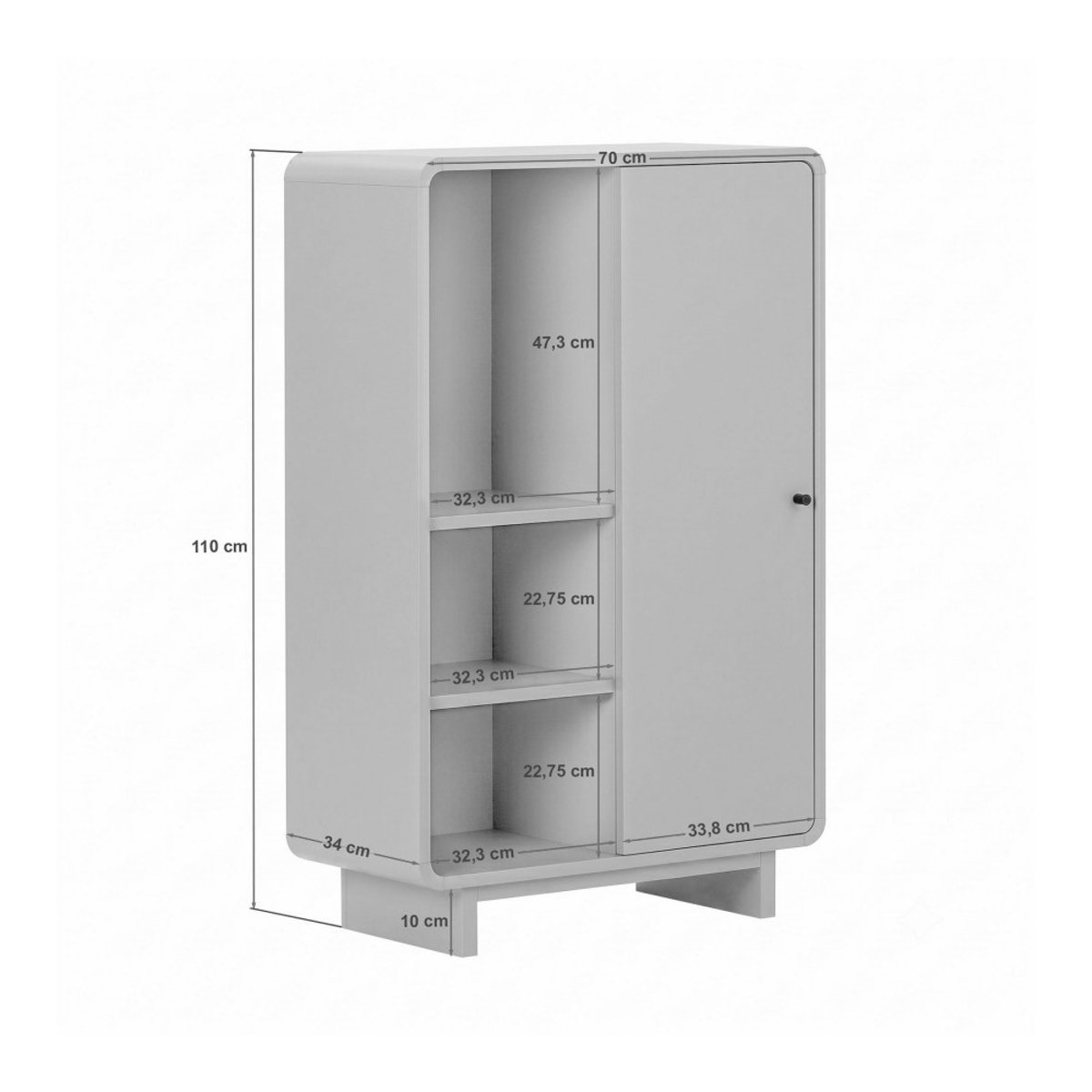 Buffet haut 1 porte aux bords arrondis en bois H110cm- DIMA bois clair, DRAWER
