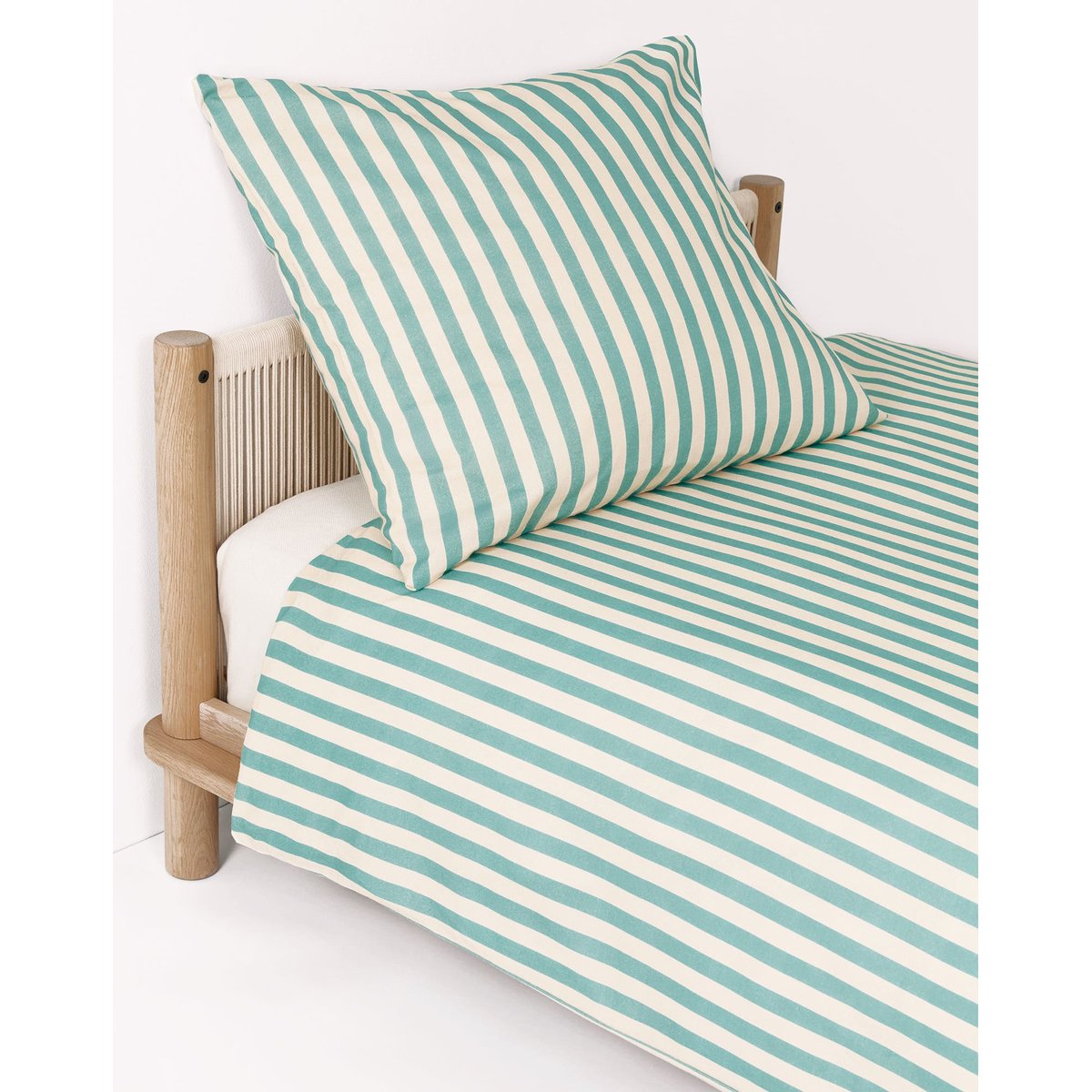 Housse de couette lit individuel Sheldon rayures turquoises, NOBODINOZ