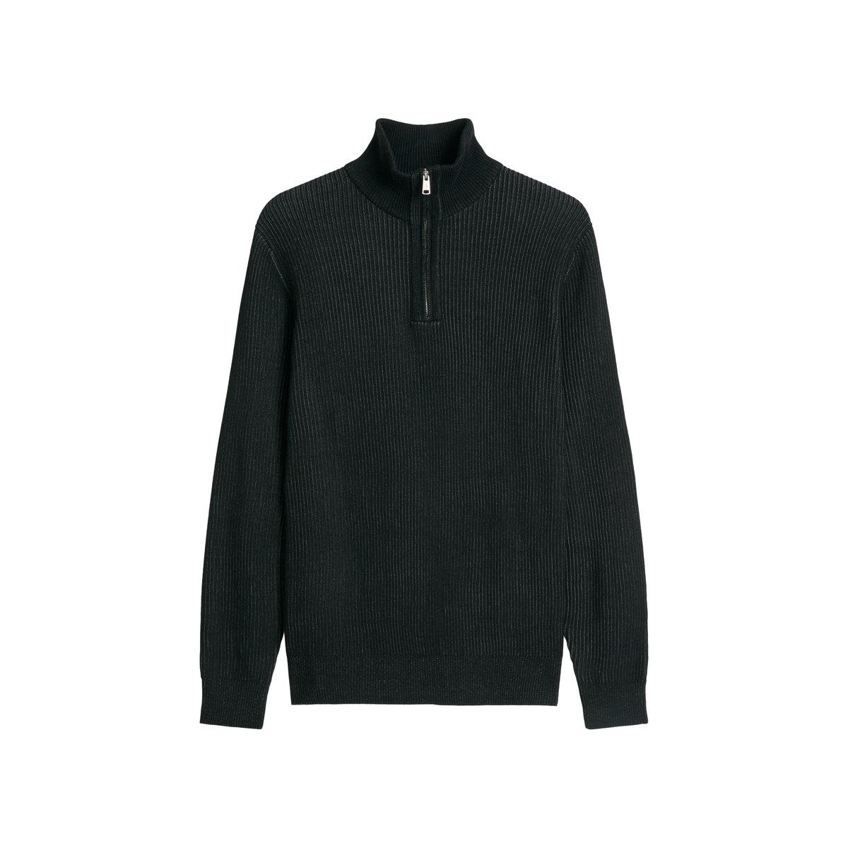 Pull à col roulé en maille, coupe classique en mélange de coton bio et de laine vierge noir, MARC O'POLO