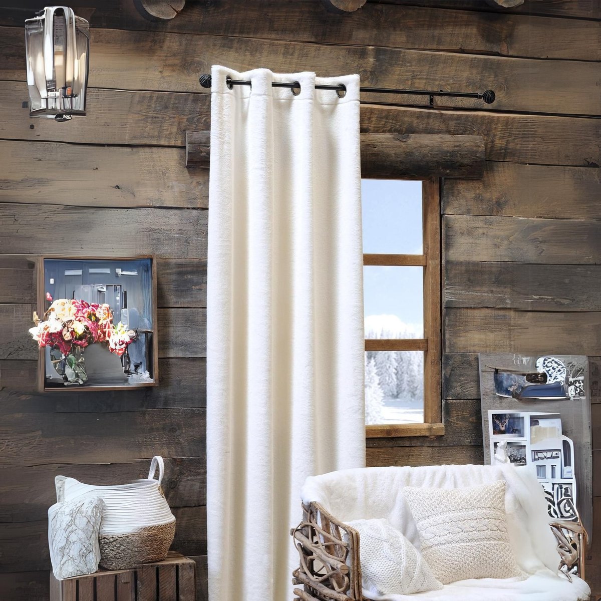 Rideau cocooning en imitation fourrure - QABANE blanc, LOVELY CASA