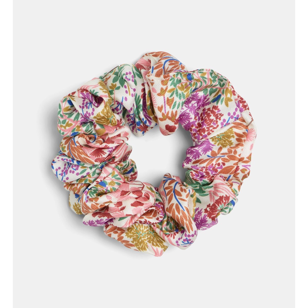 Chouchou flavie c en soie à motif floral multicolore, GALERIES LAFAYETTE