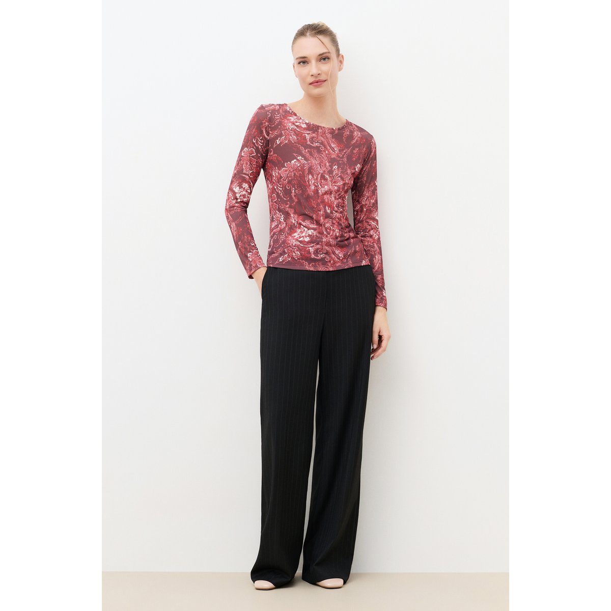 T-shirt cintré col rond TMERYL rouge, CAROLL