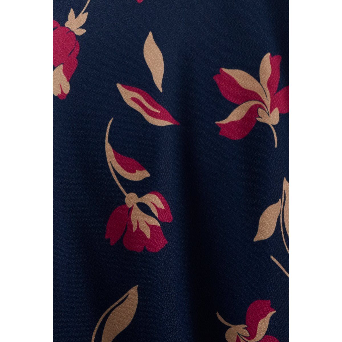 Robe maille crêpe effet cache-coeur bleu marine fleuri, DAMART