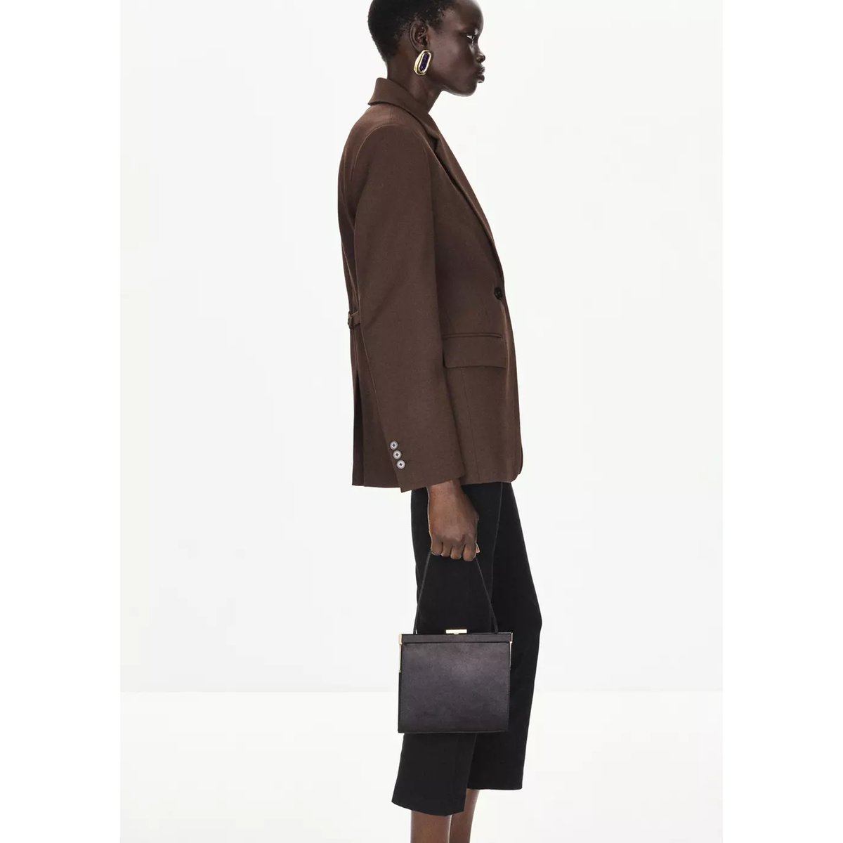 Blazer droit avec poches à rabat marron, MANGO