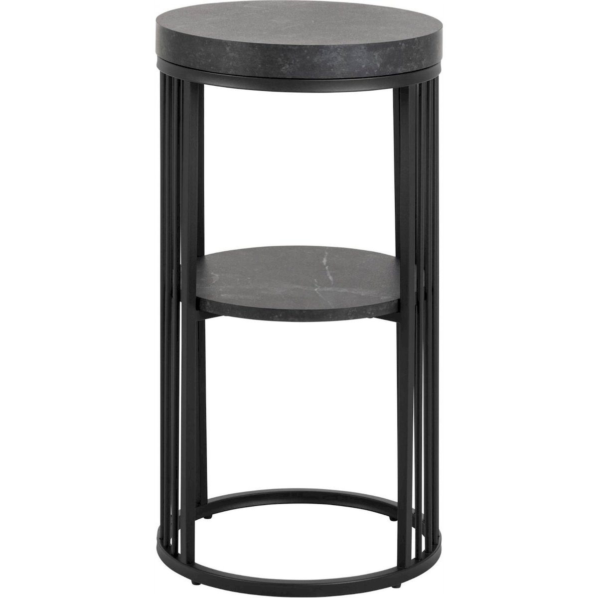 Table d'appoint ronde métal collection VELOOK noir effet marbre, RECOLLECTION