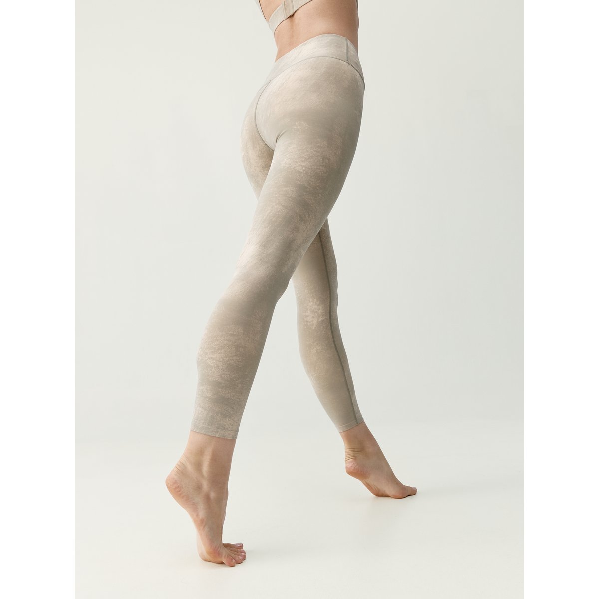Legging de sport femme Alaya Taille haute effet gainant beige biscuit, BORN