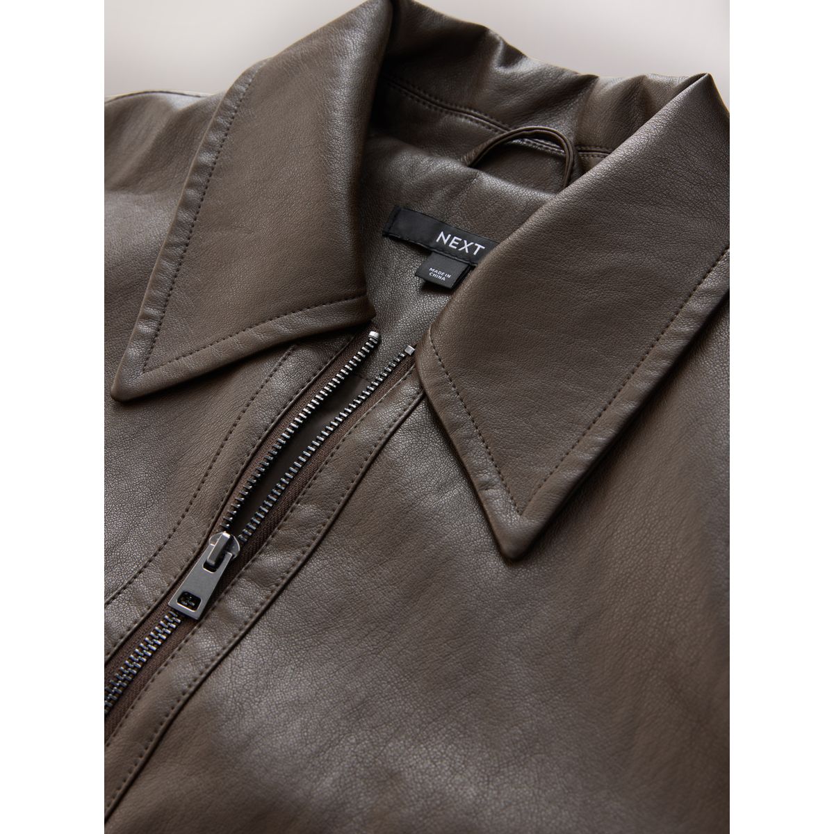 Veste en cuir synthétique vert olive, NEXT
