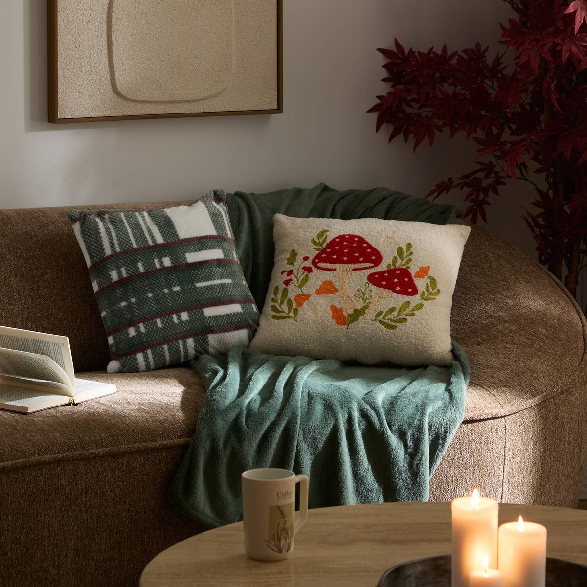 Coussin carré LARY vert foncé, ATMOSPHERA