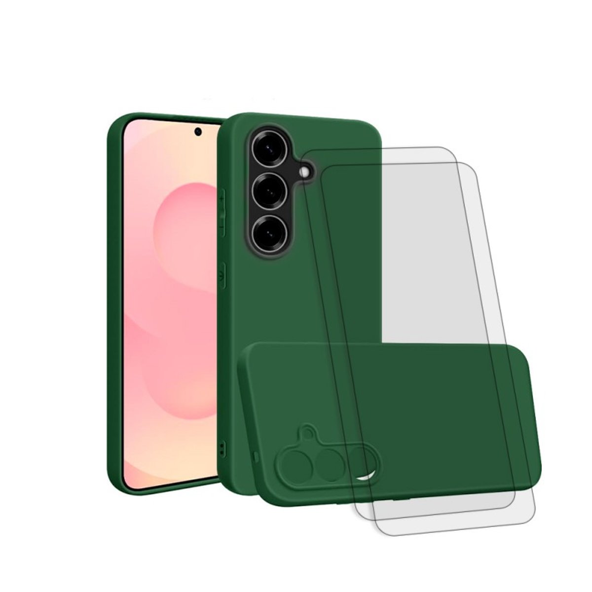 Coque Galaxy S25 antichoc + 2 vitres vert, EVETANE