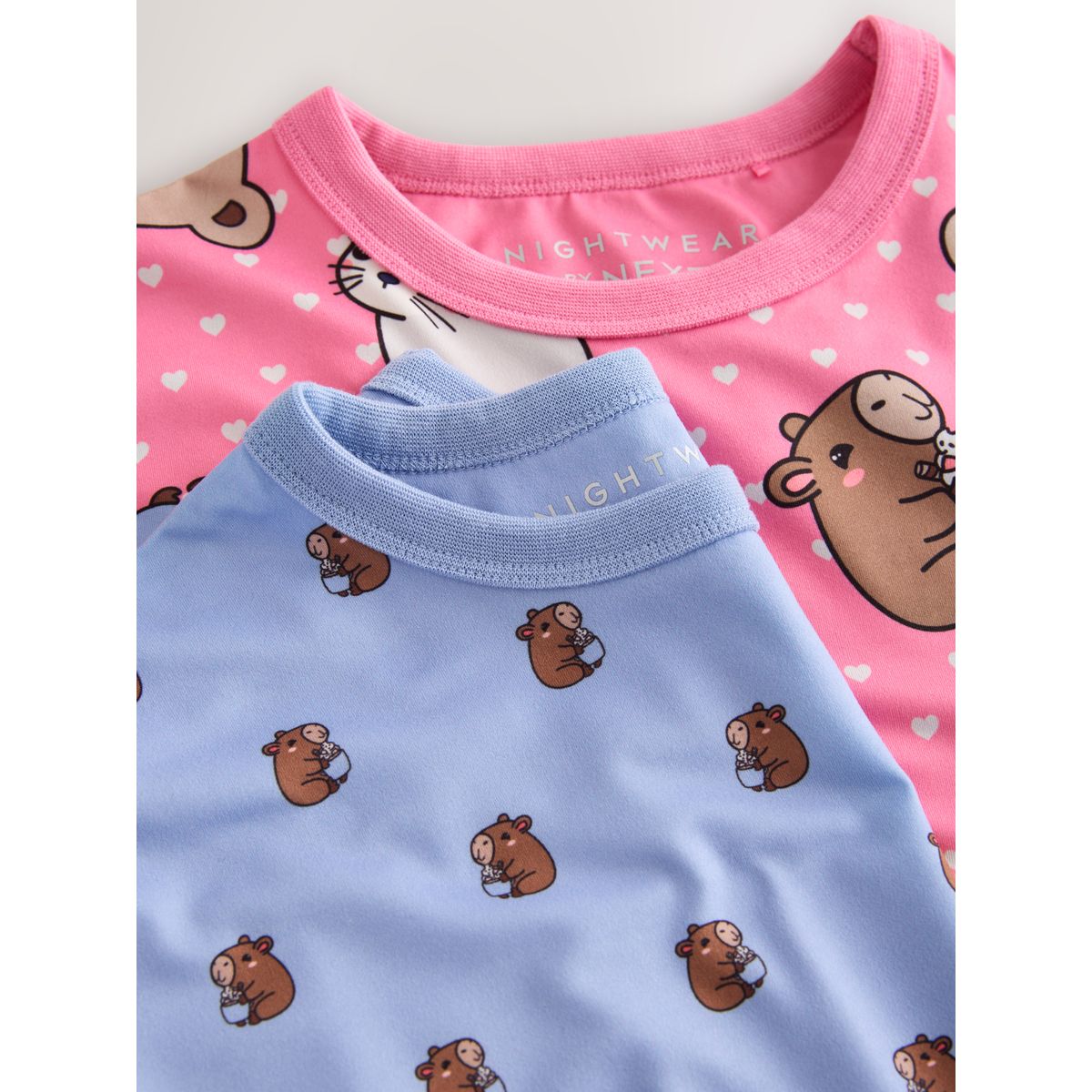 Chemises de nuit, lot 2 imprimé capybara rose/bleu, NEXT