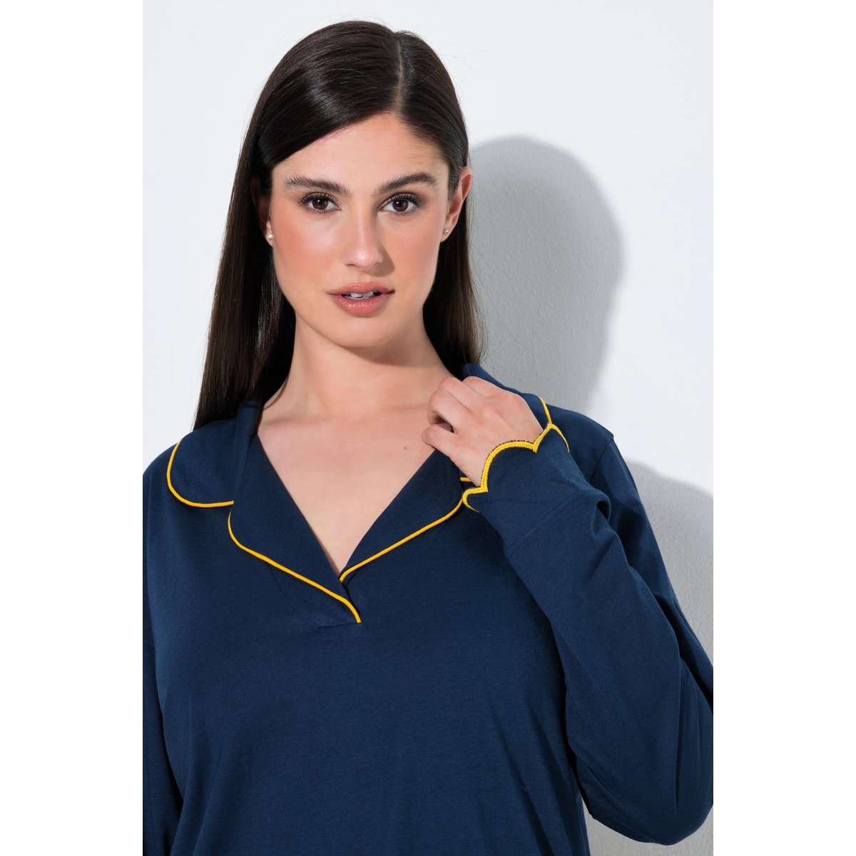 Pyjama en modal mélangé, passepoil fantaisie bleu nuit, ULLA POPKEN