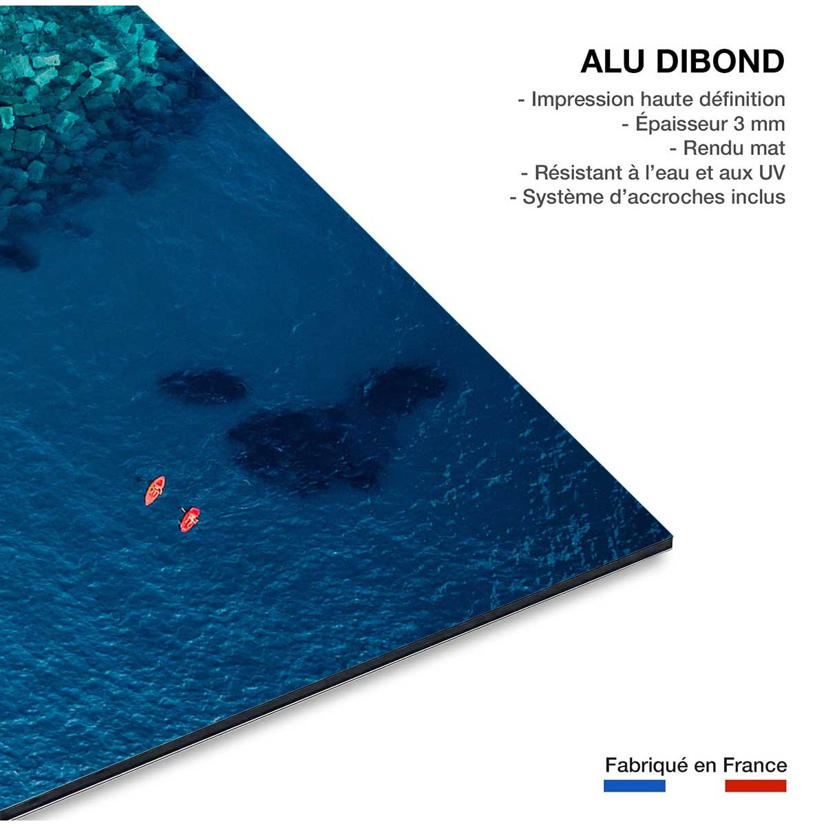 Tableau digue vue d'en haut tableau alu dibond, HEXOA
