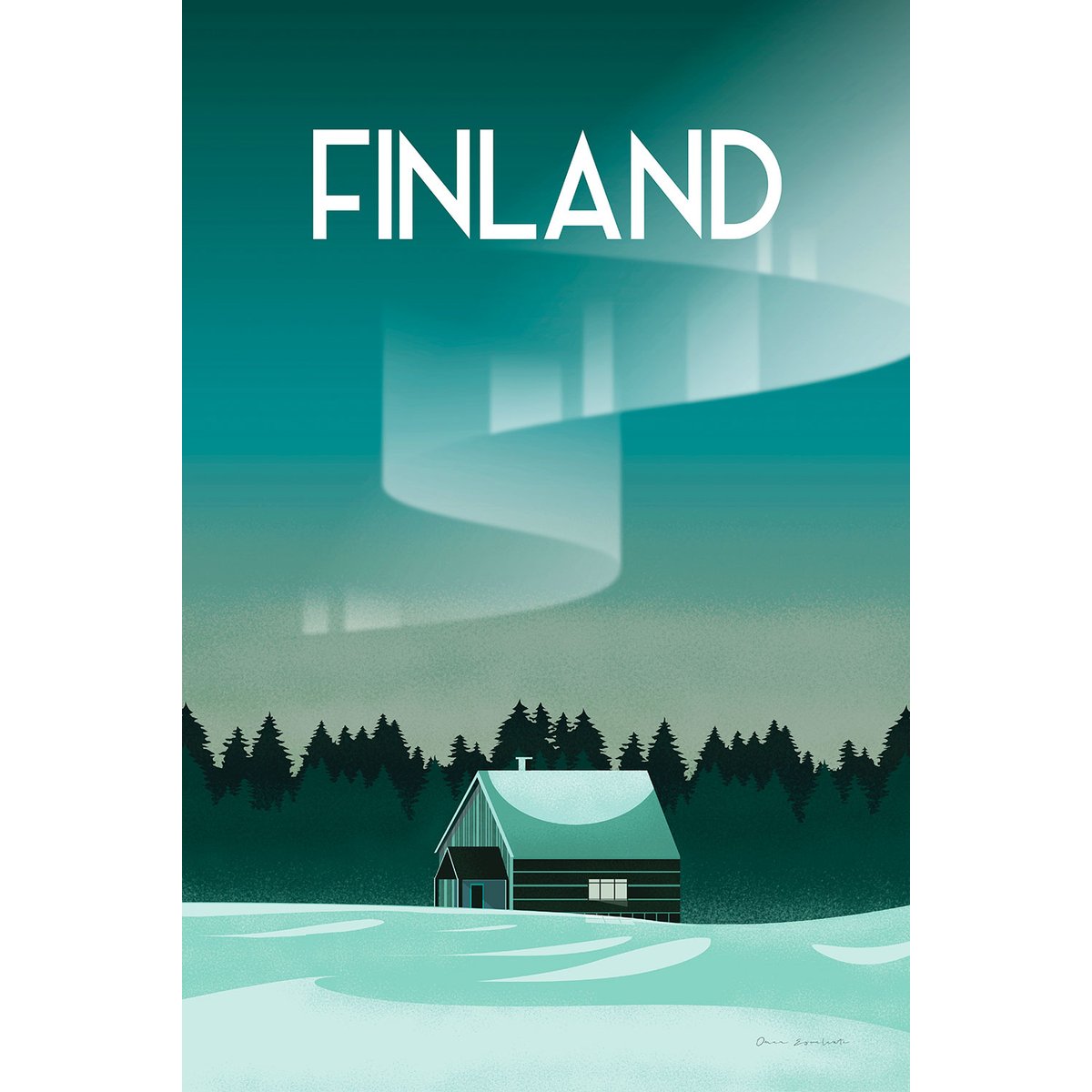 Tableau paysage Laponie finlandaise tableau alu dibond, HEXOA