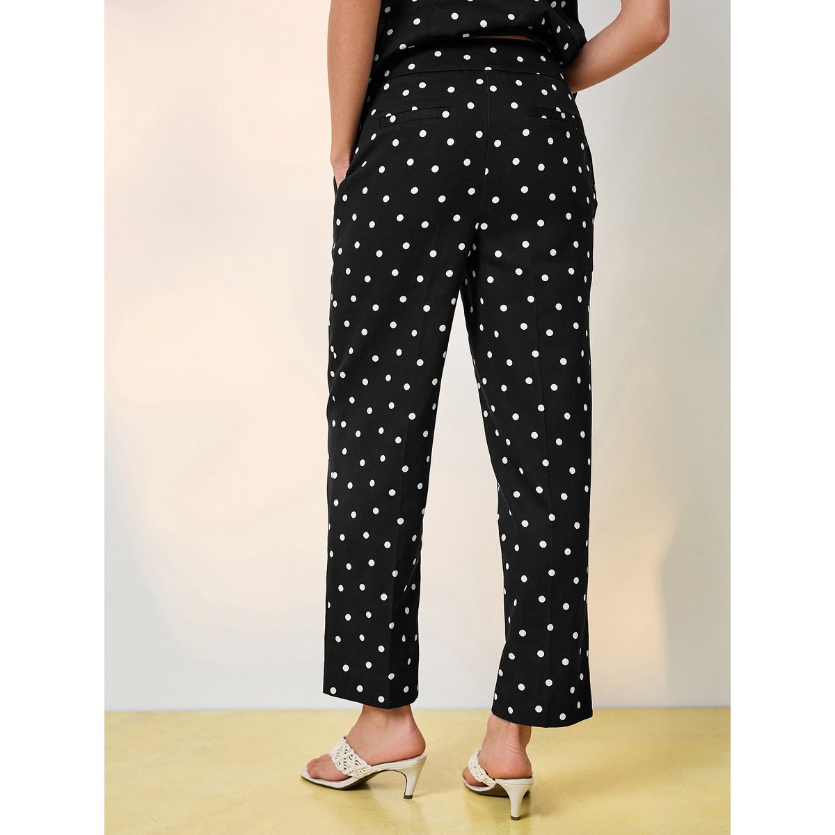 Pantalon slim court noir/blanc à pois, NEXT