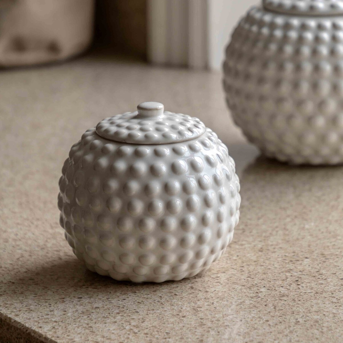 Small Acerno Beaded Trinket Jar in White white, ÉDITÉ