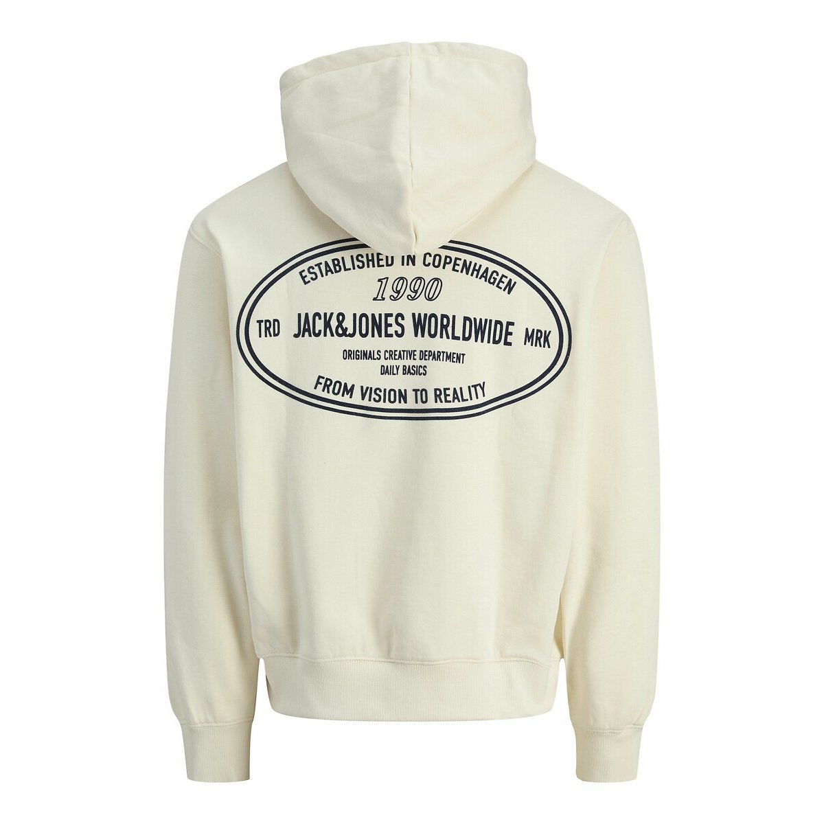 Felpa con cappuccio e stampa sul retro crema, JACK & JONES