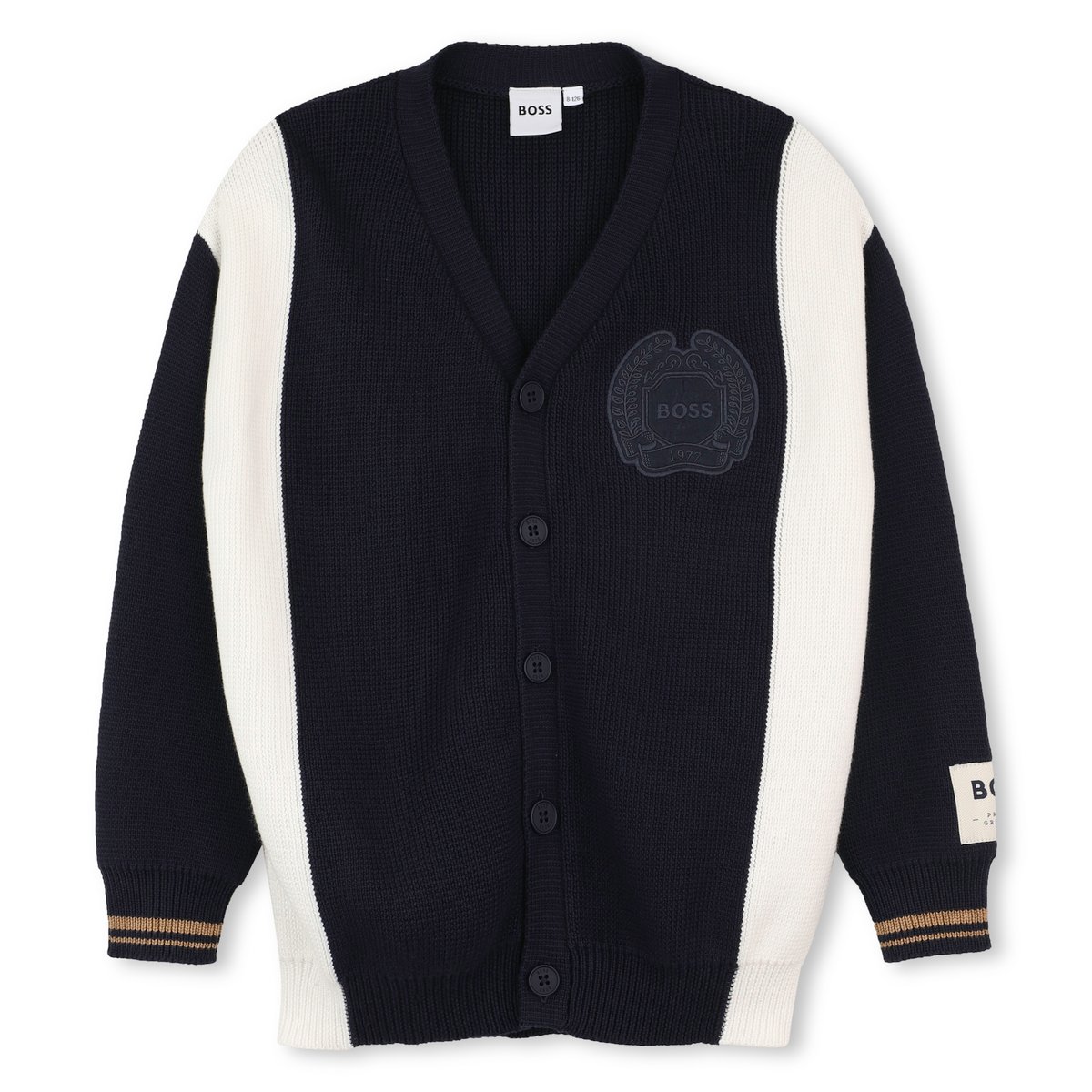 Cardigan en tricot bleu cargo, BOSS KIDSWEAR