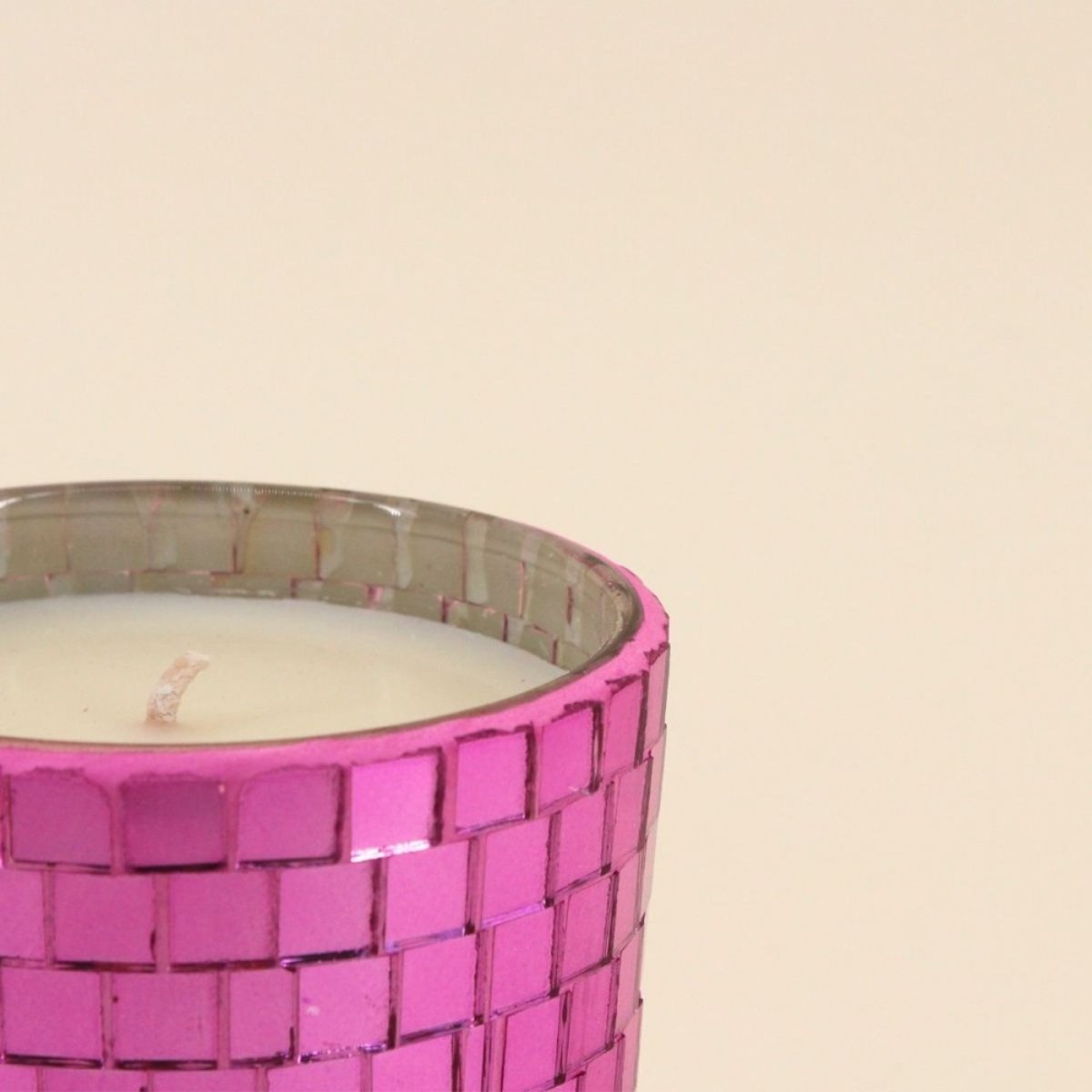 Bougie parfumée verre à facettes violette miroir 510g violet, ORNAMI