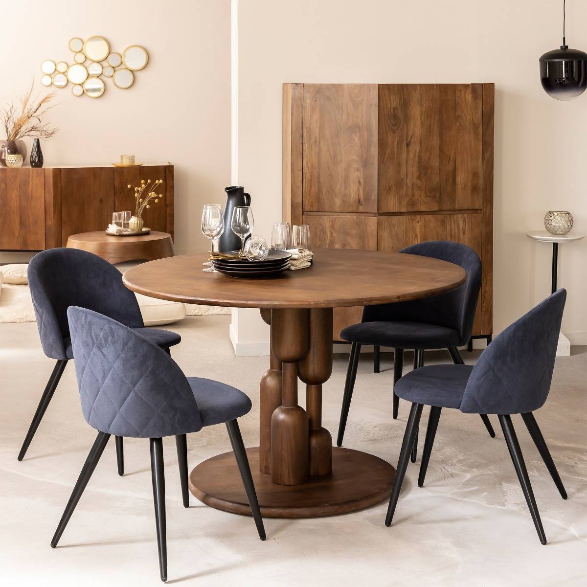 Table à manger en bois de manguier ZOLA bois foncé, MADE IN MEUBLES 