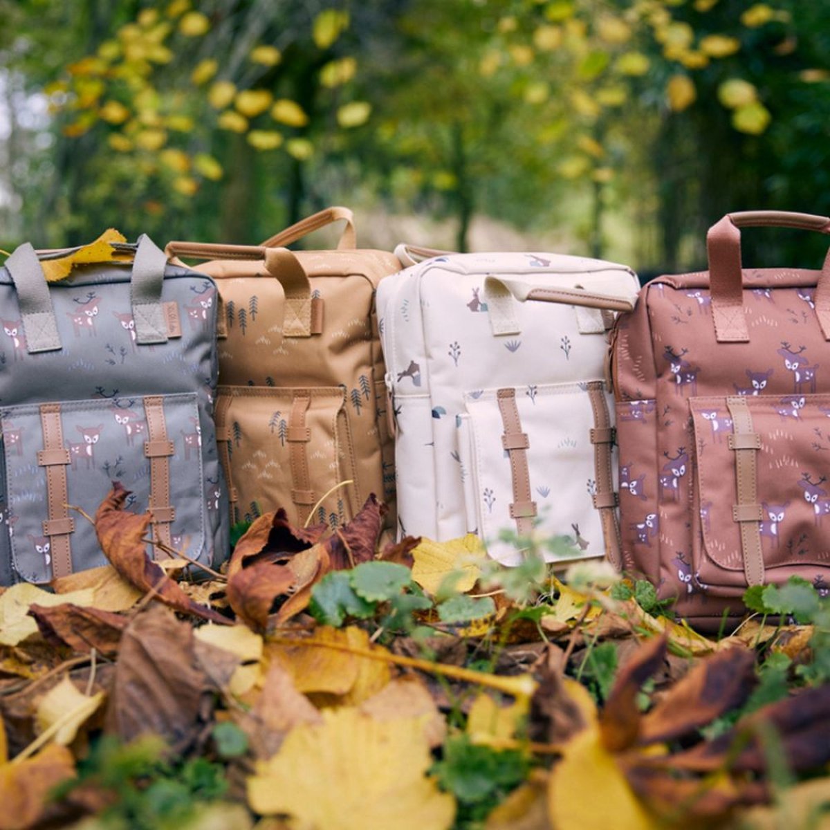 Sac à dos enfant ecru, marron, bleu, FRESK
