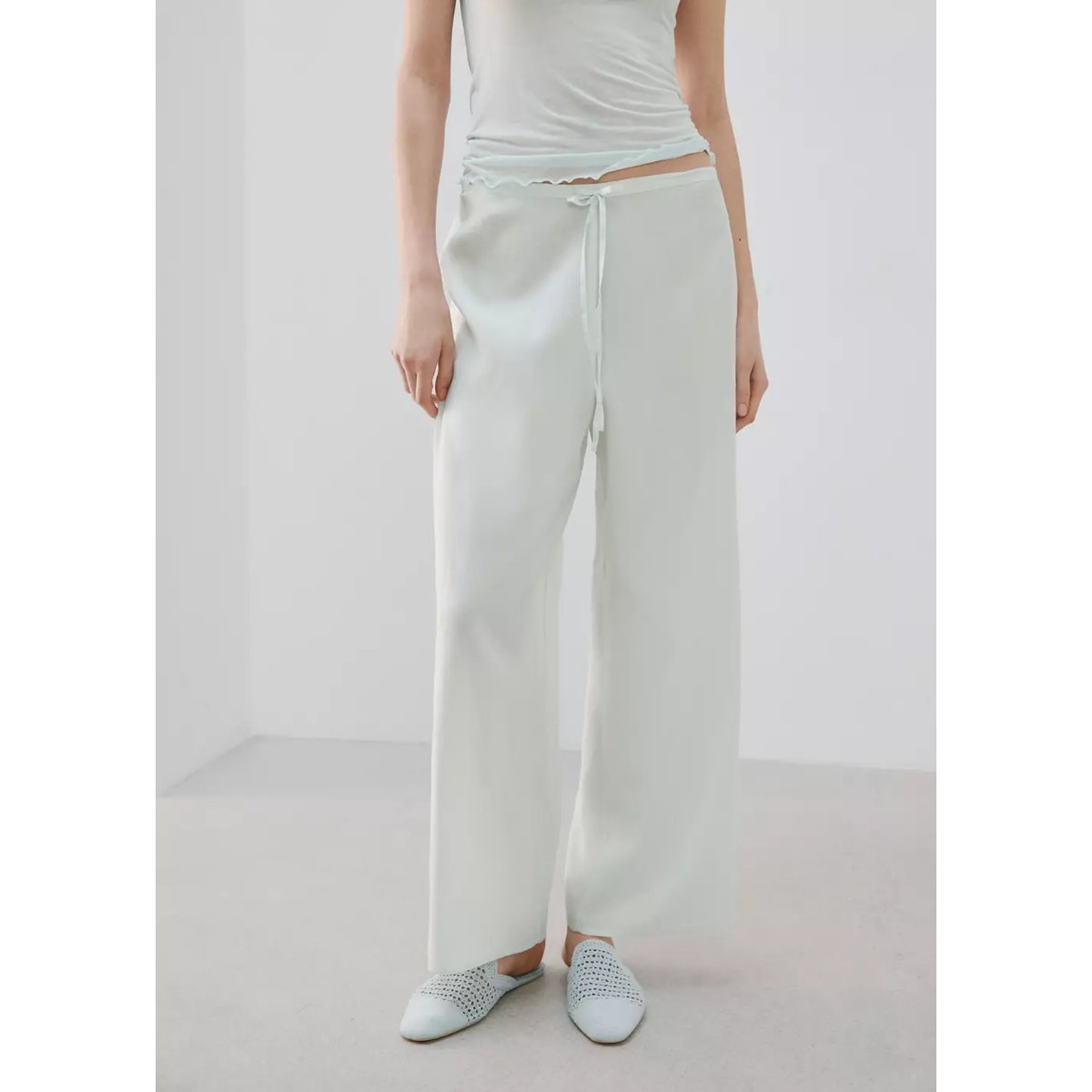Pantalon pyjama fluide bleu, MANGO