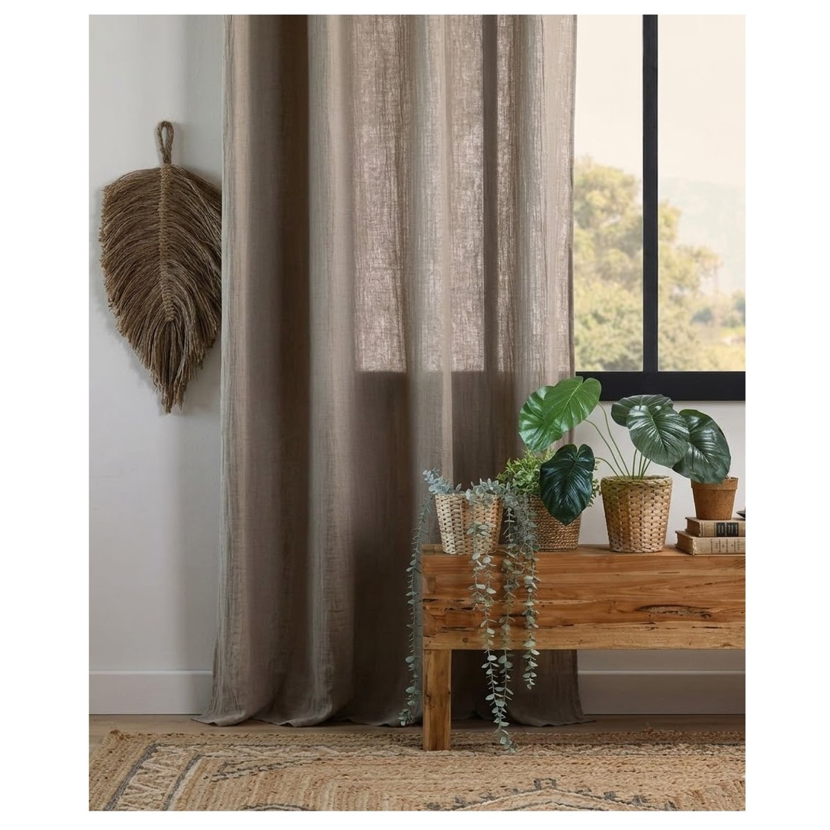 Rideau en gaze de coton Pop colors beige, EDEN