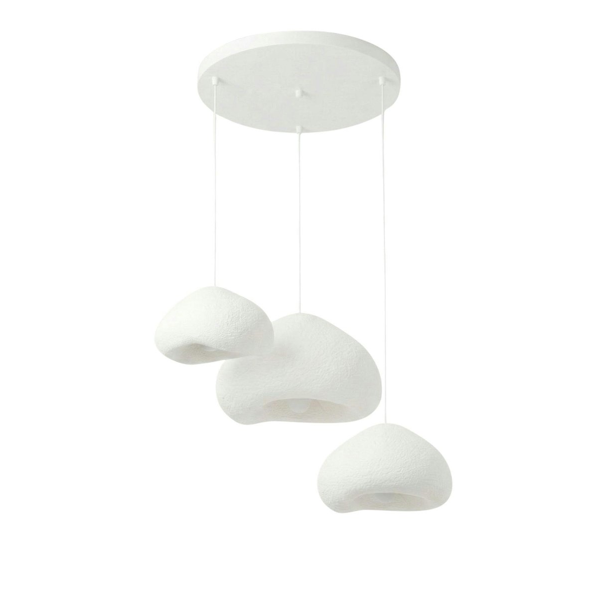 Suspension blanche design 3 abat-jour 82 cm NOXIS blanc, PIER IMPORT