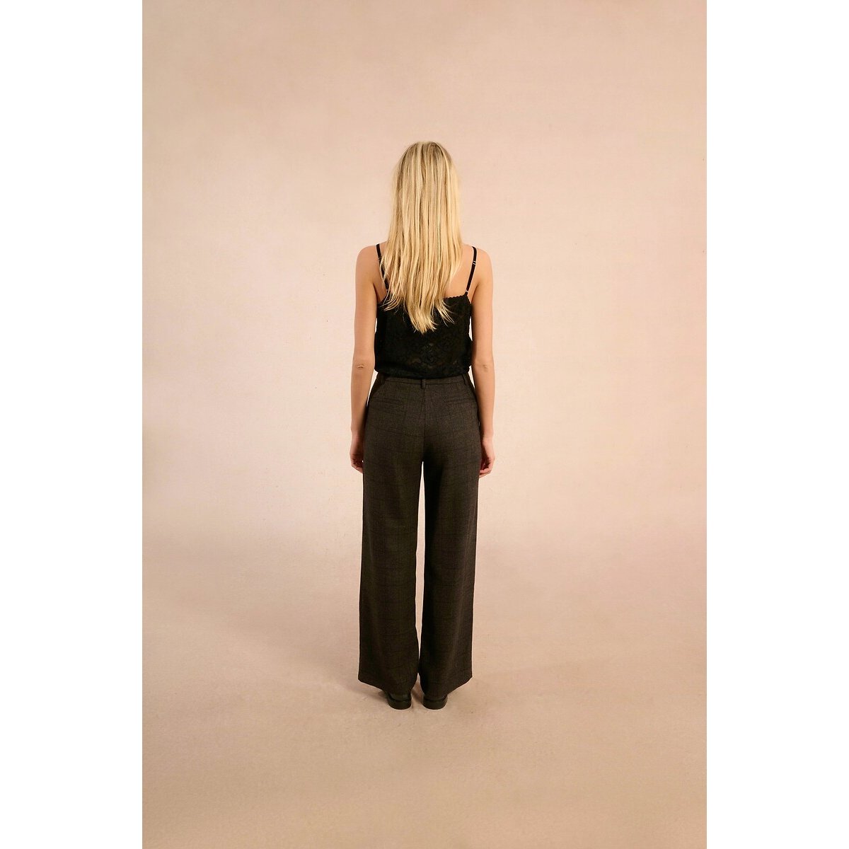 Checked Straight Trousers black, MOLLY BRACKEN