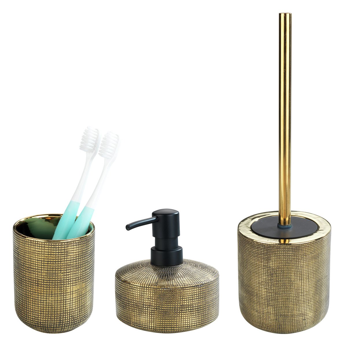 Set de 3 accessoires de salle de bain RIVARA or, WENKO
