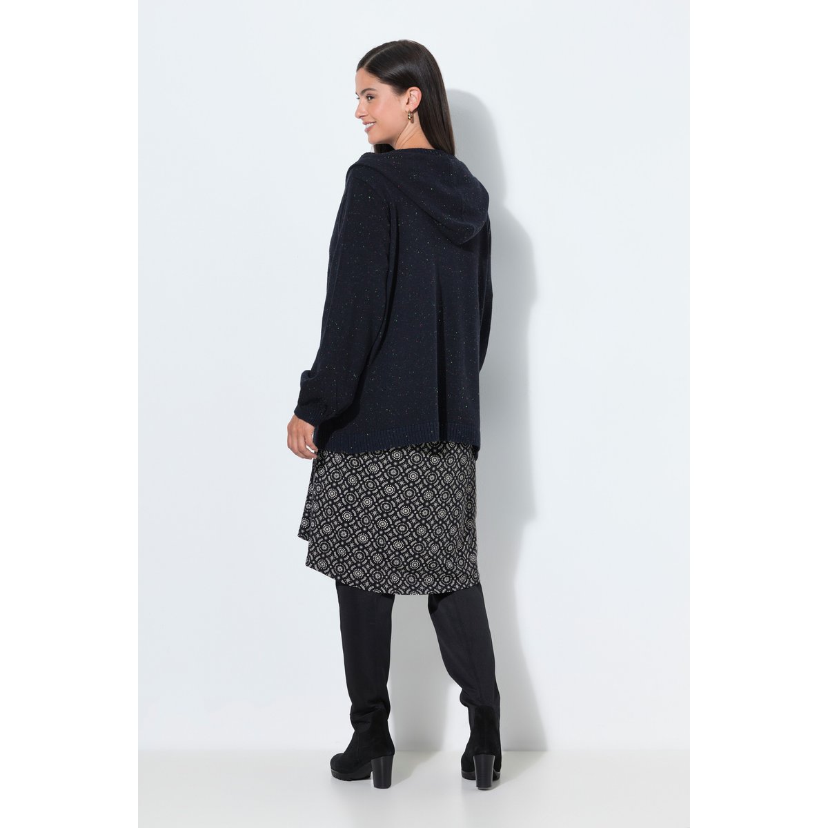 Cardigan chiné, capuche marine, ULLA POPKEN