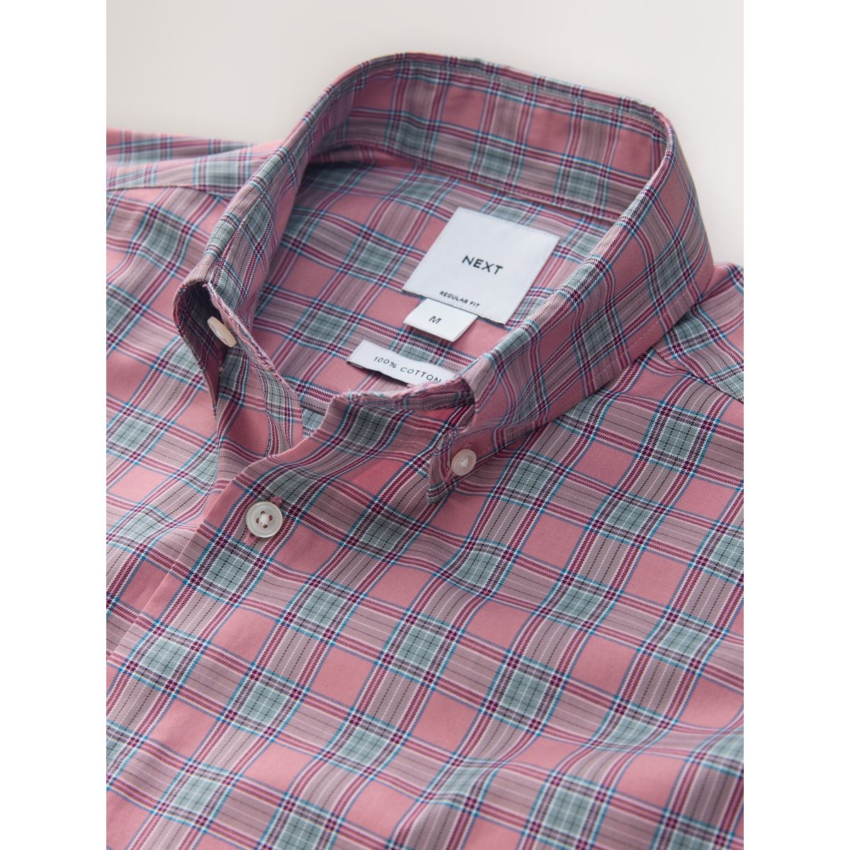 Chemise habillée coton à carreaux rose, NEXT