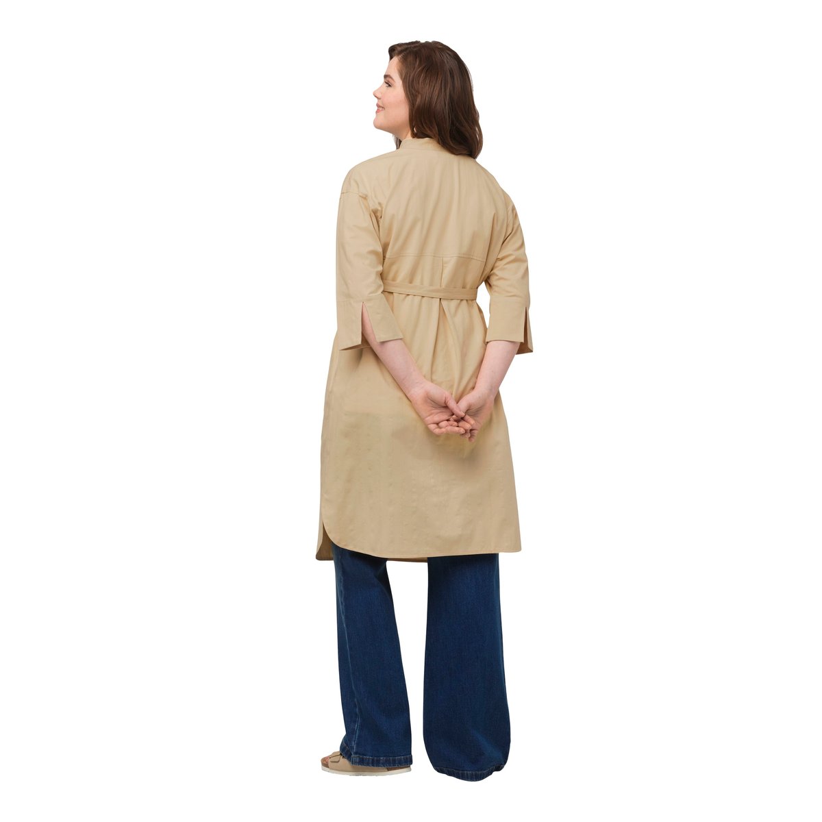 Veste longue, texture rayée, manches 3/4 vert jaune vif, ULLA POPKEN