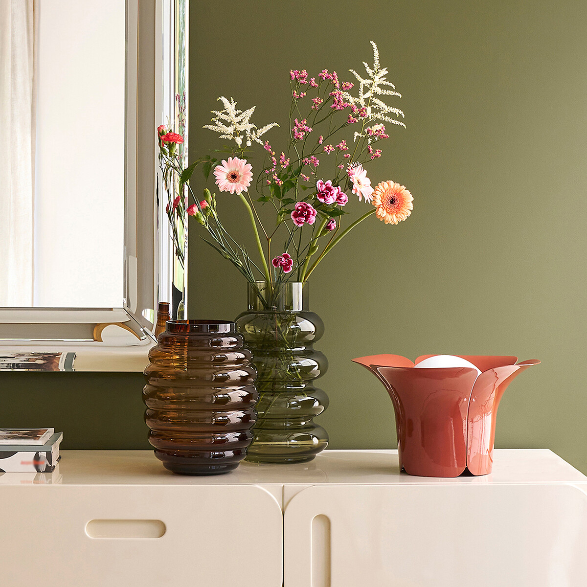 Lampe à poser tulipe, métal fer et opaline, Tessen sienne, LA REDOUTE INTERIEURS