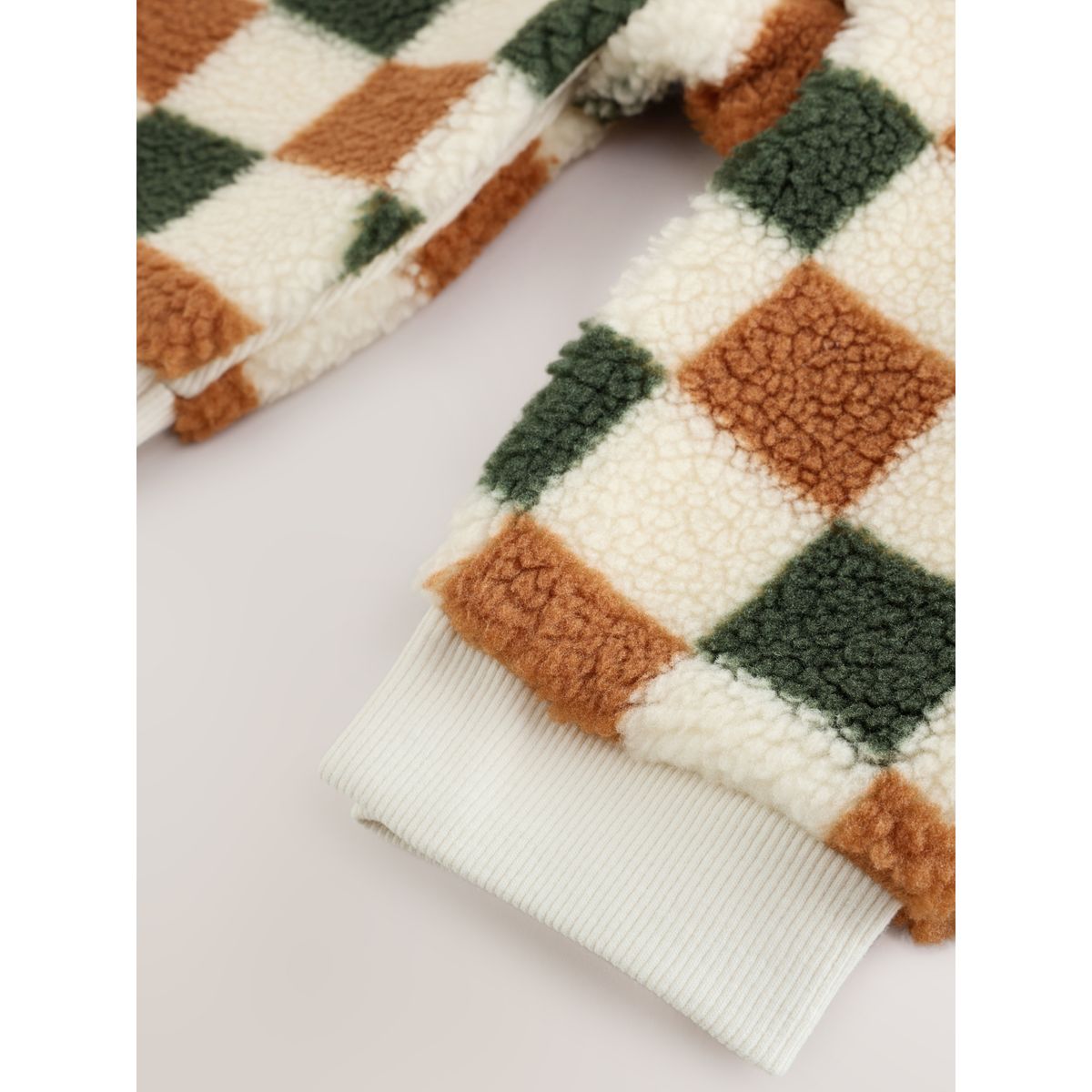 Combinaison bébé capuche peau lainée damier, NEXT