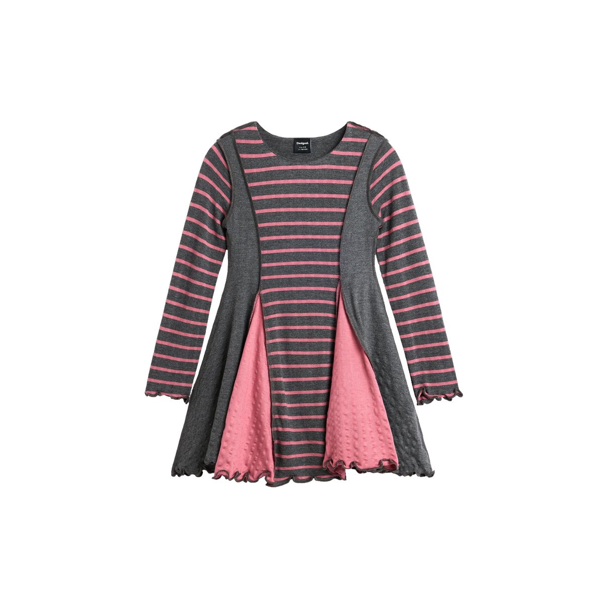 Robe évasée à rayures gris, DESIGUAL
