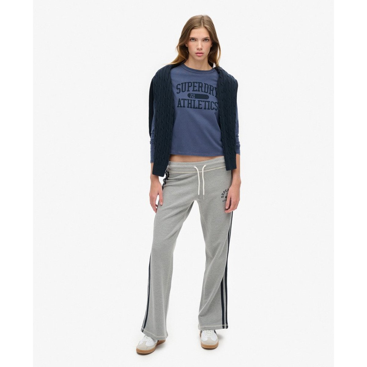 Haut slim à manches longues Athletic Essentials Ringer bleu marine matelot, SUPERDRY