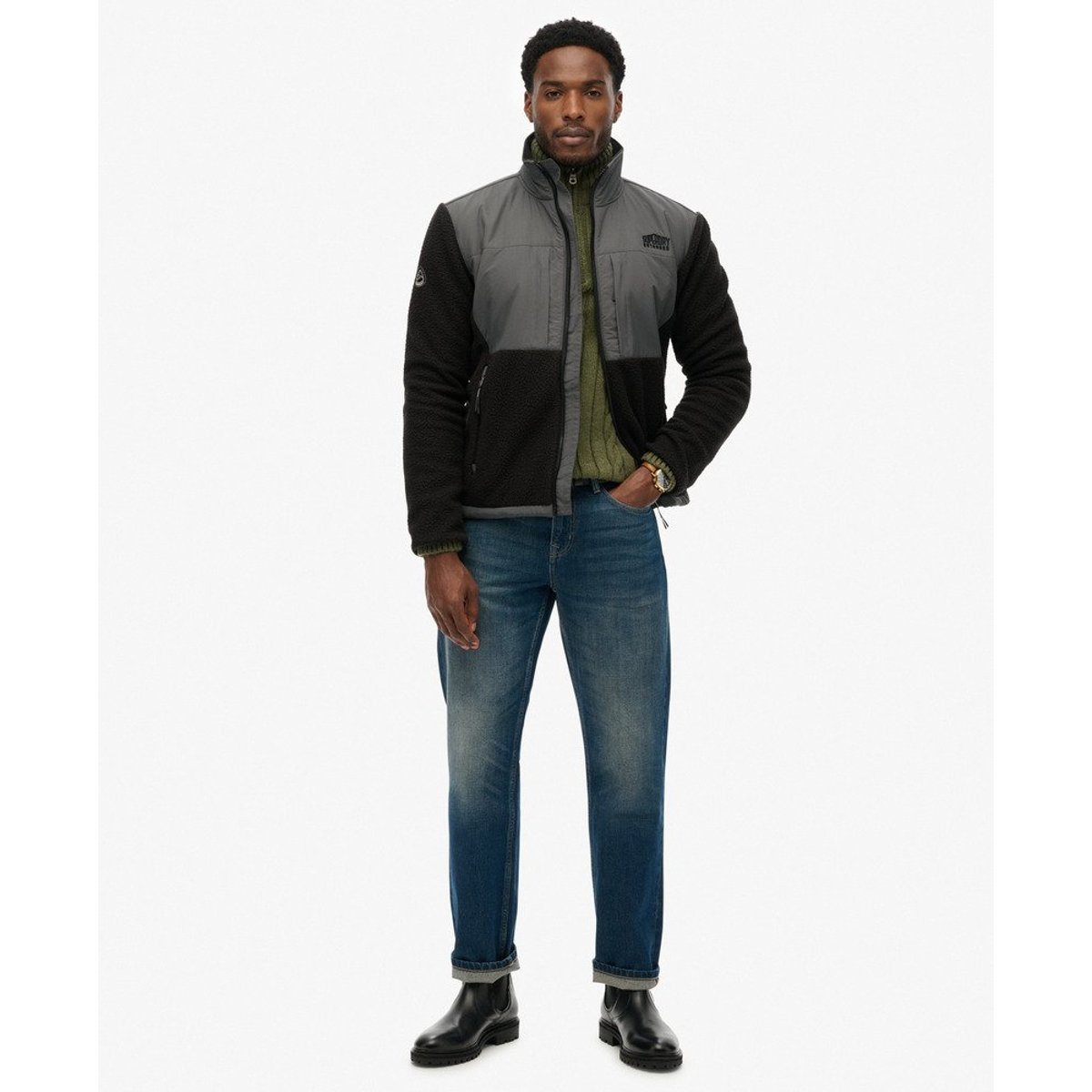 Veste en polaire Hybrid Trekker noir/noir, SUPERDRY