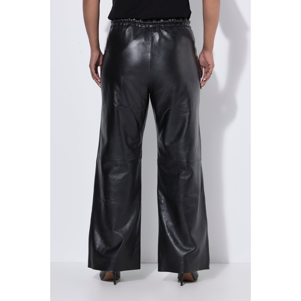Pantalons en cuir nappa Rose noir, ULLA POPKEN