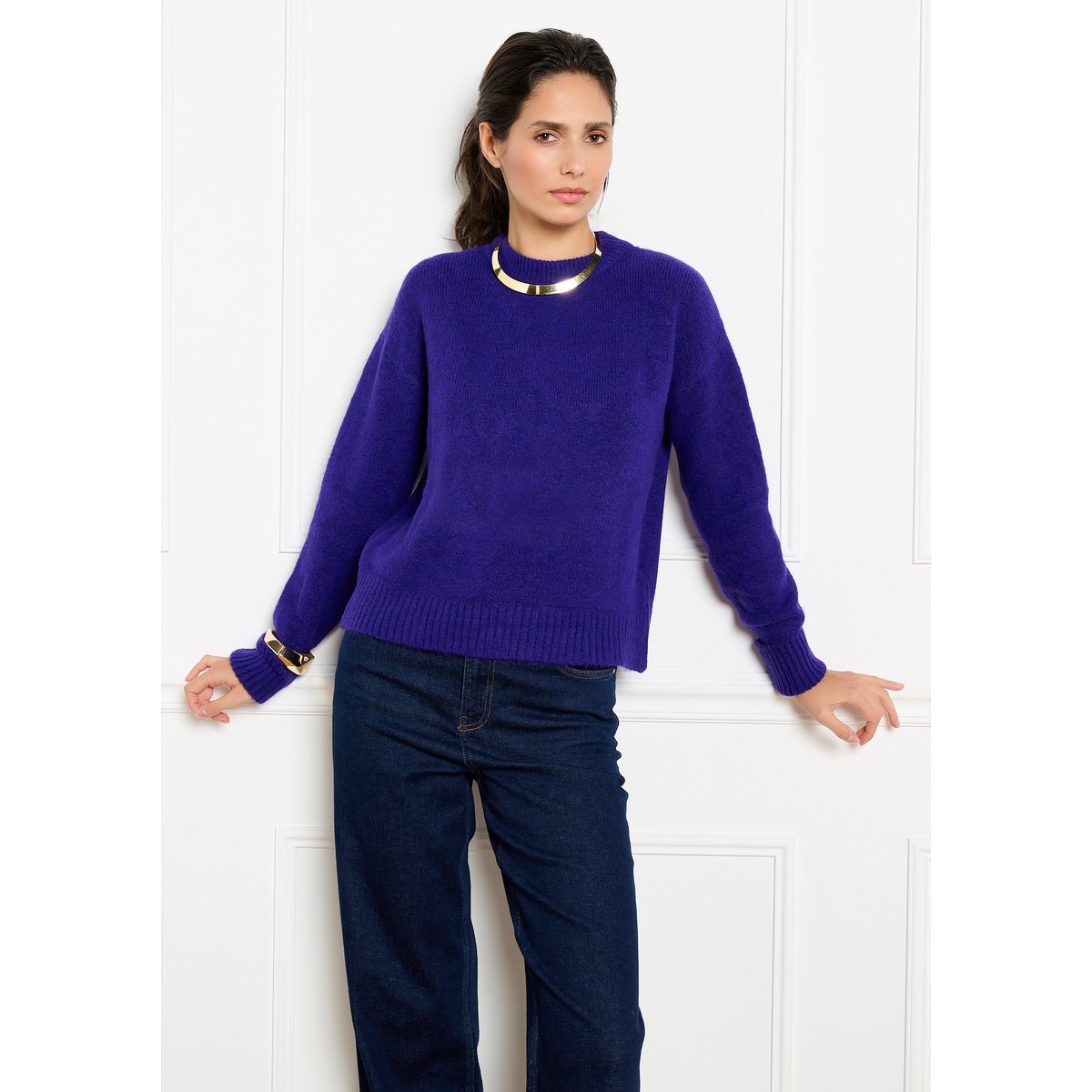 Pull doux à coupe décontractée purple, LOLALIZA