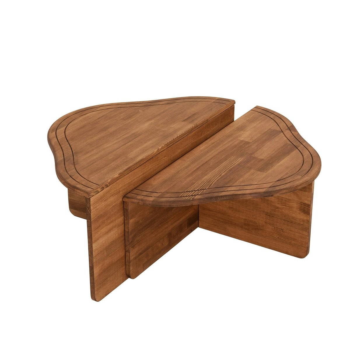 Table basse moderne en bois, double hauteur LINARES marron, PIER IMPORT