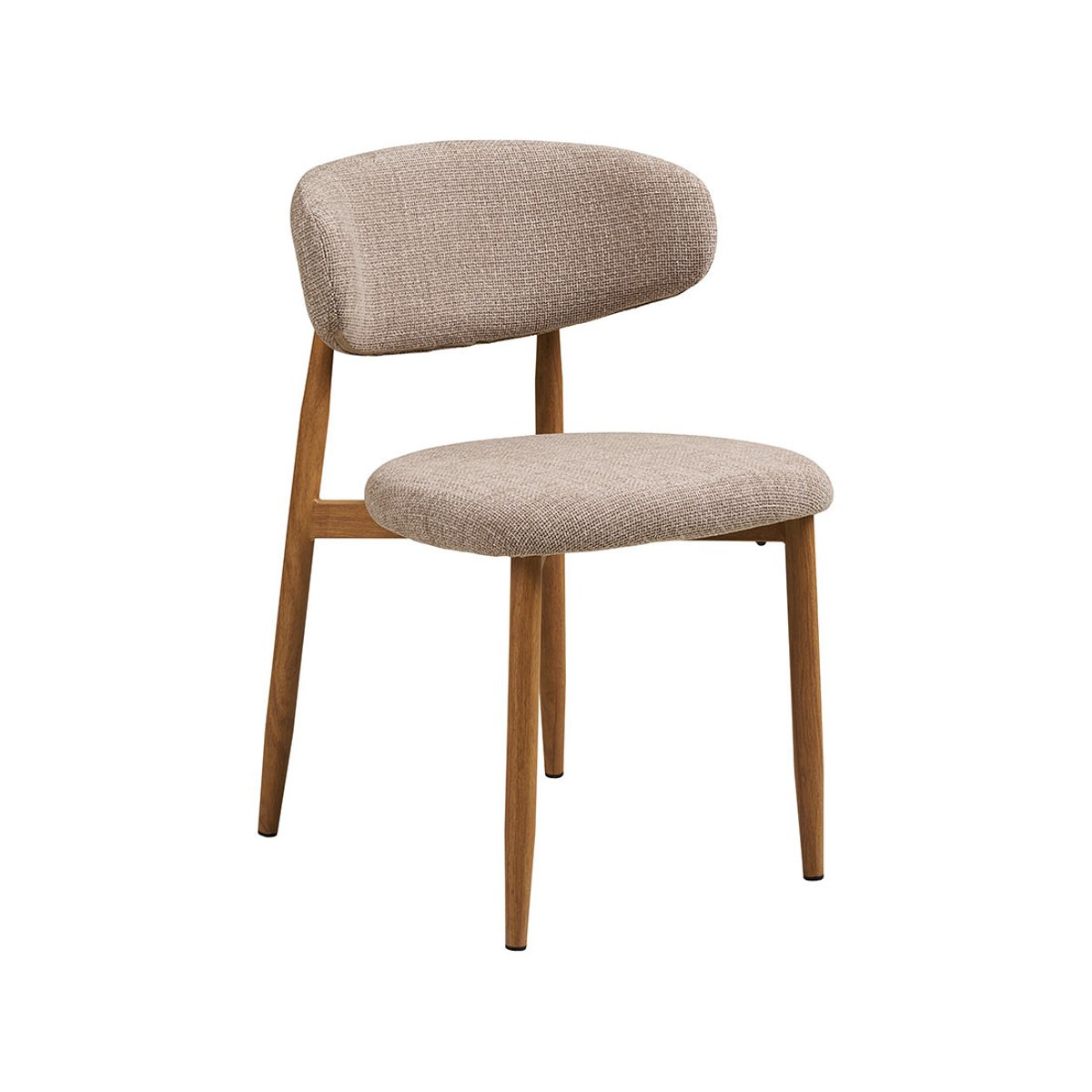 Lot de 2 chaises en tissu texturé, EDDIE bois / beige, BEST MOBILIER