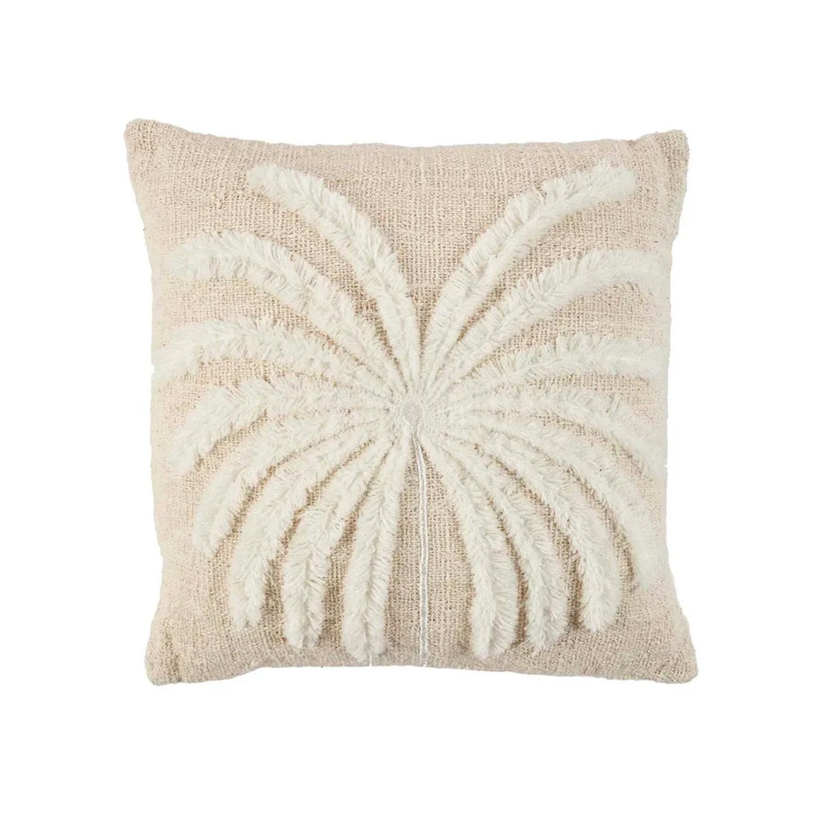 Housse de coussin en coton ISLA PALM blanc beige, BAZAR BIZAR