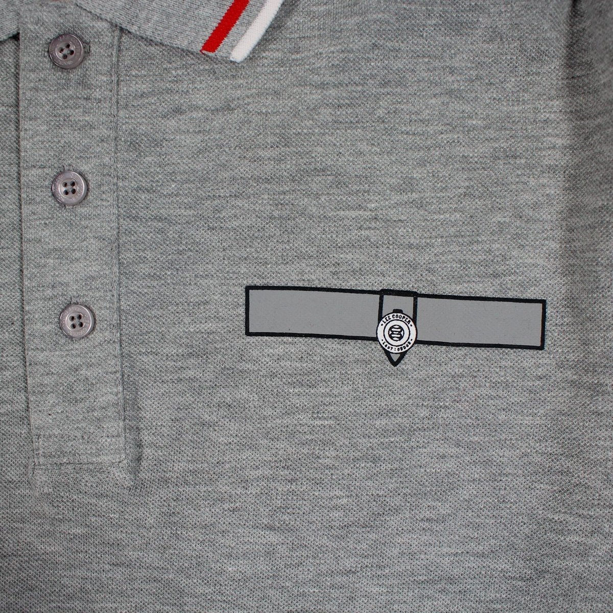Polo manches longues, poche poitrine CLUB HOUSE gris, LEE COOPER