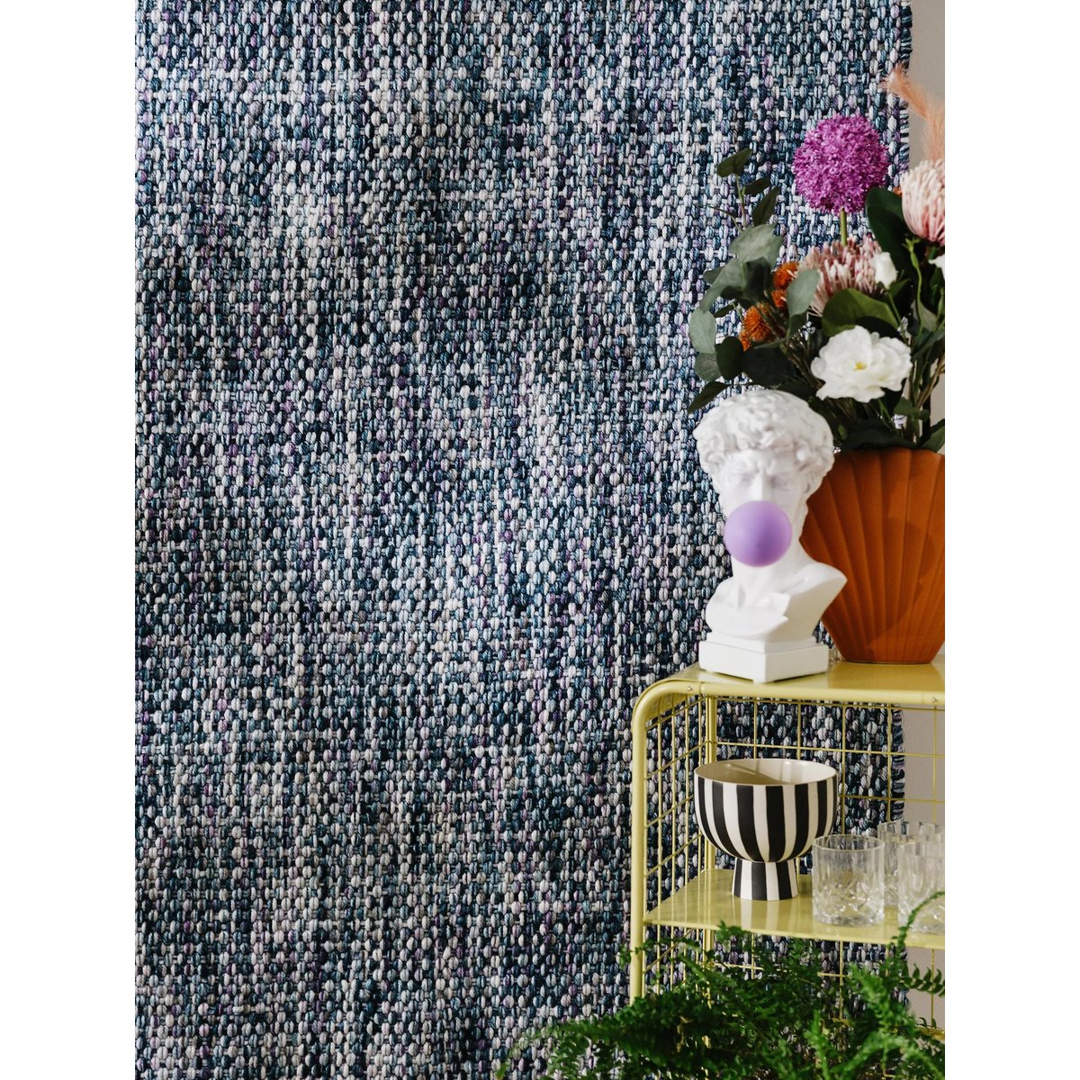 Tapis tissé main RUNA bleu, BENUTA
