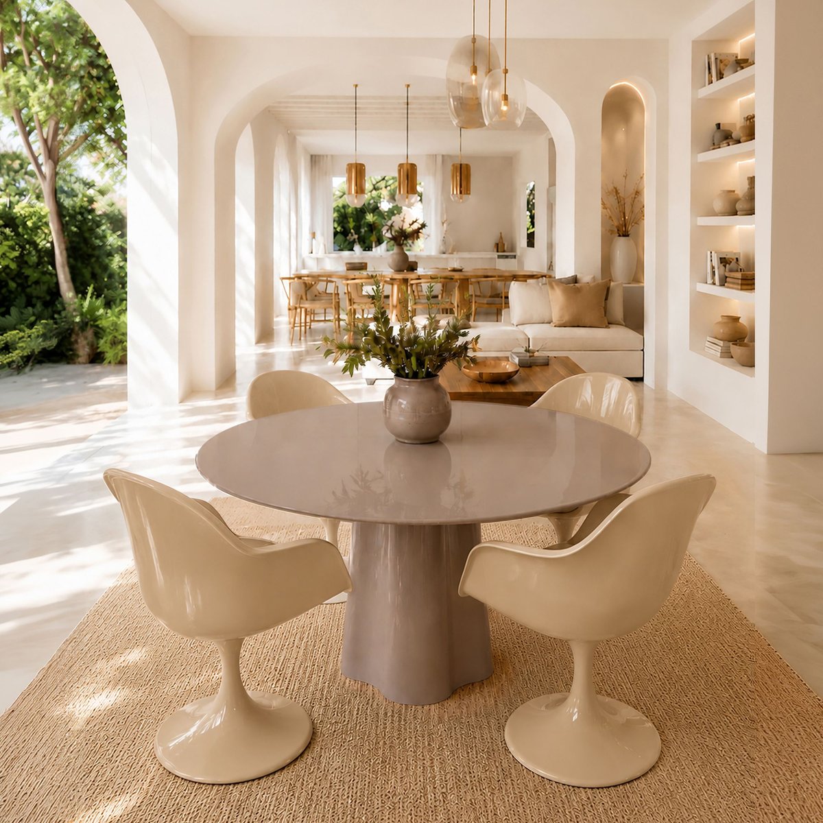 Lot de 2 fauteuils de table en résine acrylique, GLAM beige, NOW'S HOME