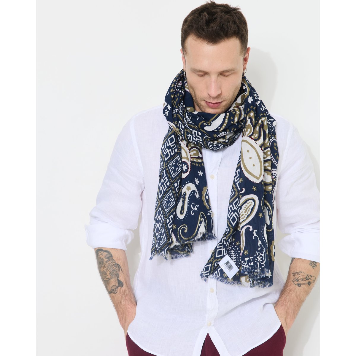 Foulard en coton DEMBO bleu marine, CHEVIGNON