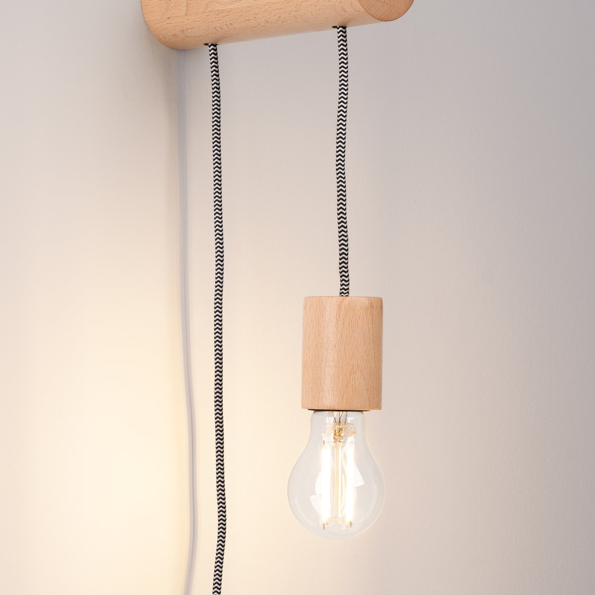 Applique Bois Bois Naturel/Blanc/Noir E27 1 Nimbi marron, EDEN