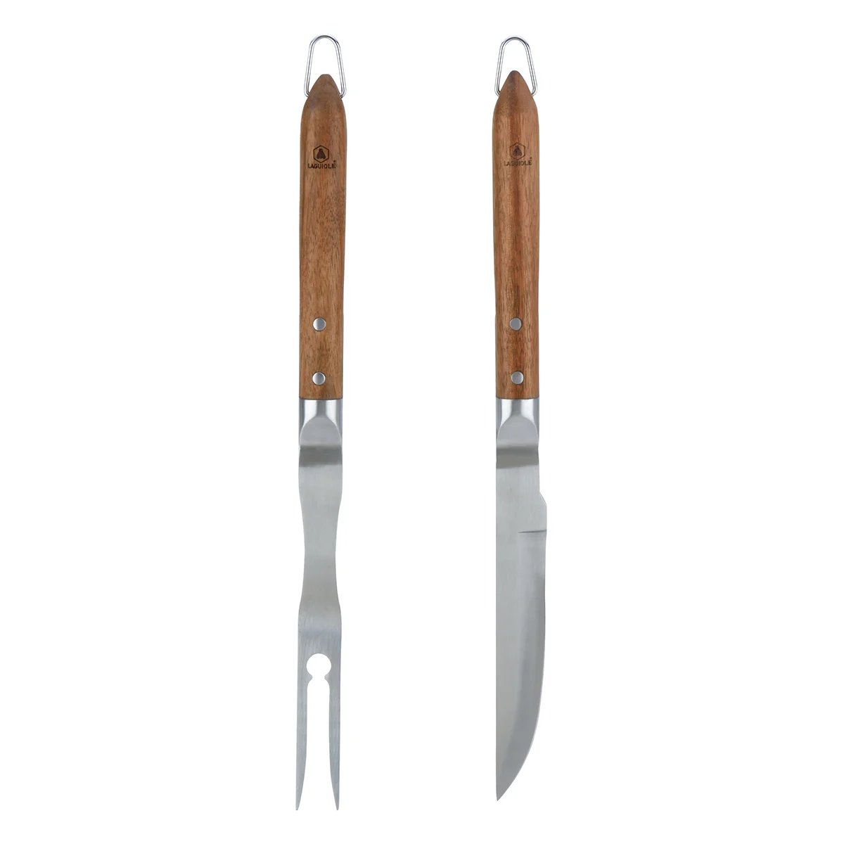 Set de 2 ustensiles pour barbecue : couteau et fourchette - Sève marron, LAGUIOLE CUISSON