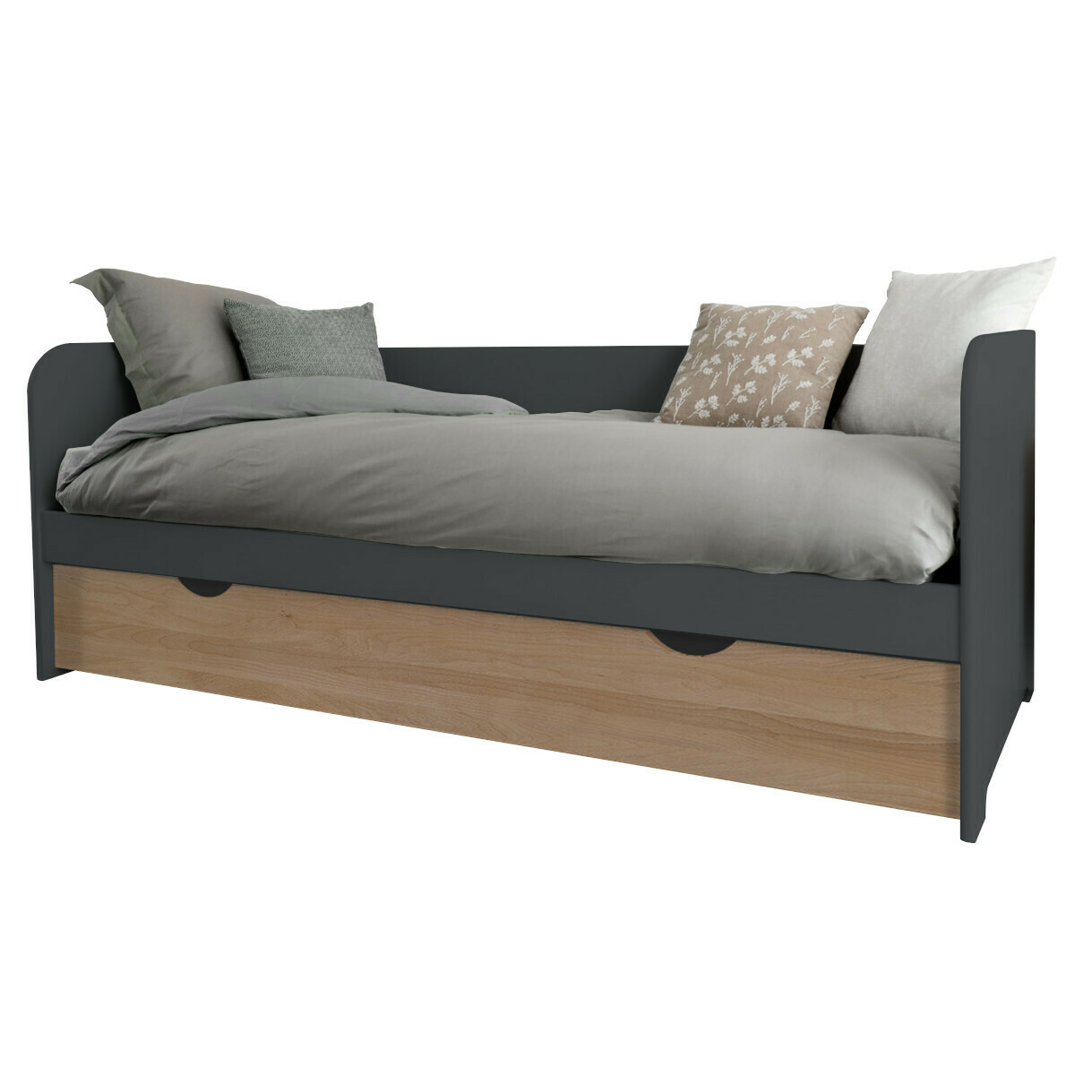 Lit gigogne Bois massif JAVA gris et bois, AKITEN RETAIL