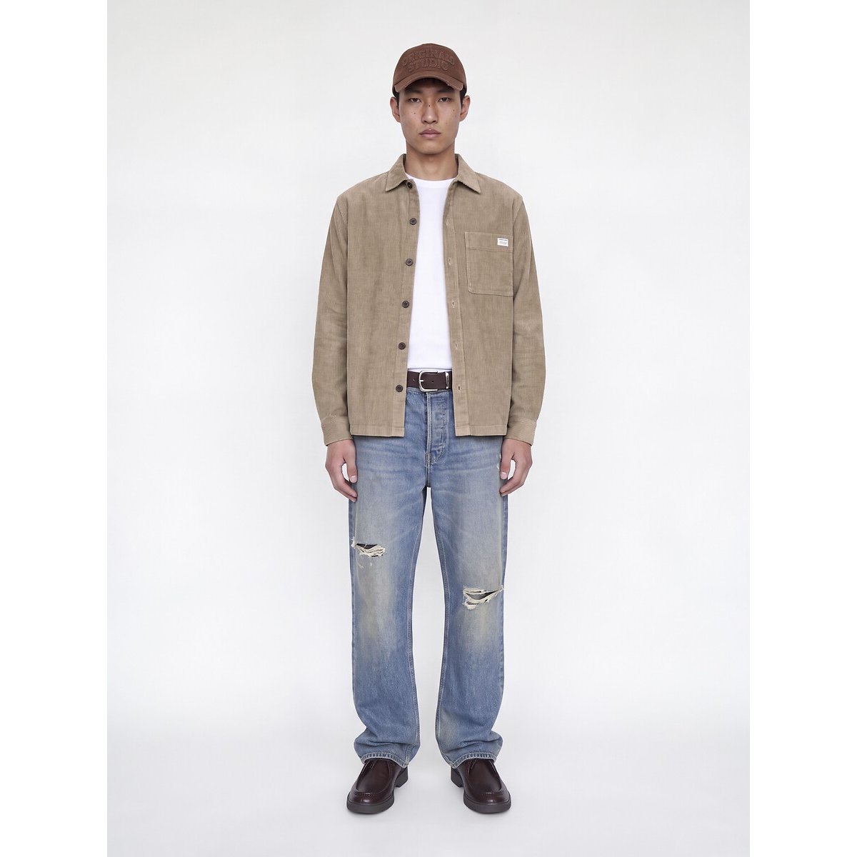 Surchemise droite, manches longues beige, JACK & JONES